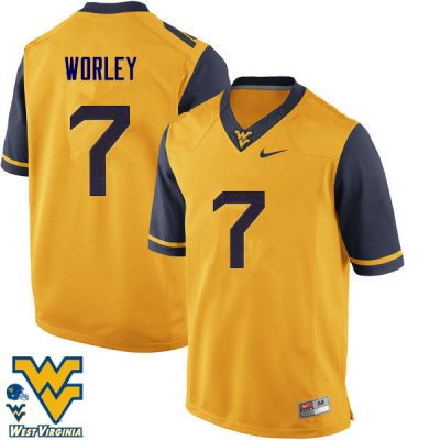 Men's West Virginia Mountaineers NCAA #7 Daryl Worley Gold Authentic Nike Stitched College Football Jersey PN15J32IT